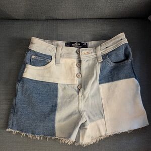 Hollister Patchwork High Rise Denim Shorts